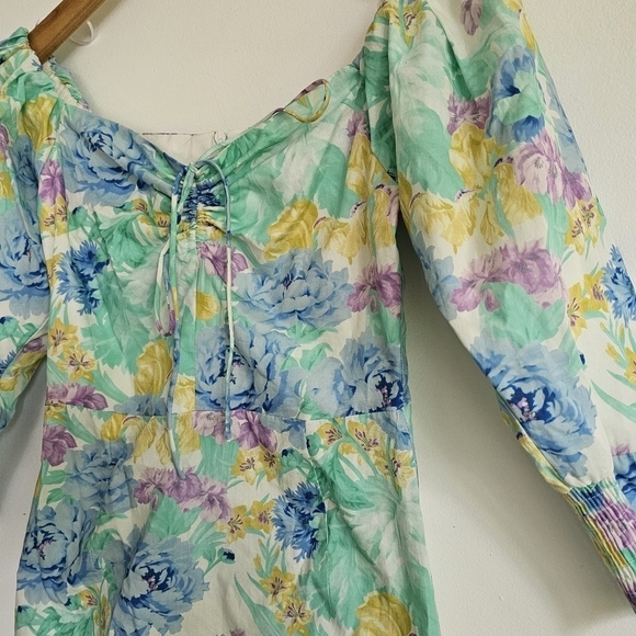 Zara Puff Sleeve Floral Poplin Mini Dress - Picture 6 of 12